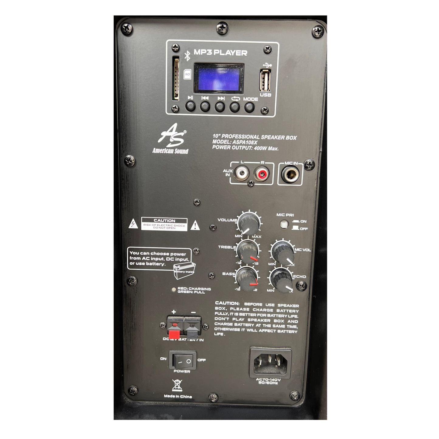 Cabina Recargable American Sound 10 pulgadas AS-PA108X