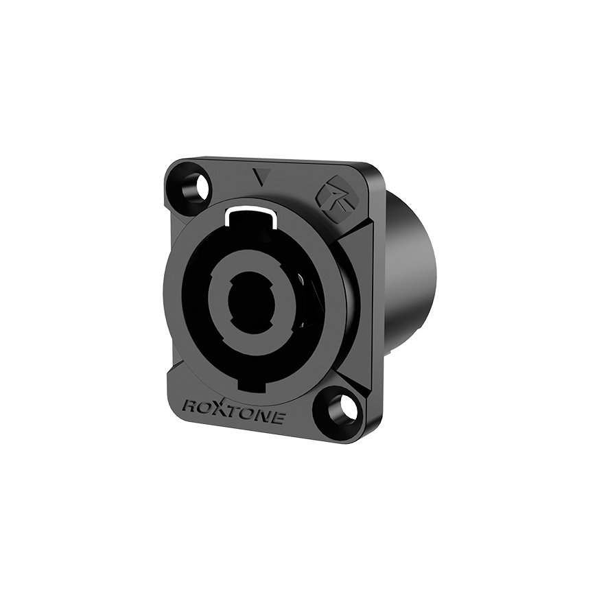 RS4MD-T Conector Jack Speakon de chasis cuadrado plástico.