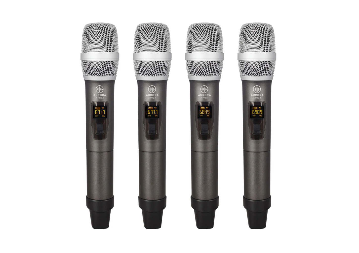 SET COMBO DE MICRÓFONO AURORA X-PRO-4 INALÁMBRICO DE MANO