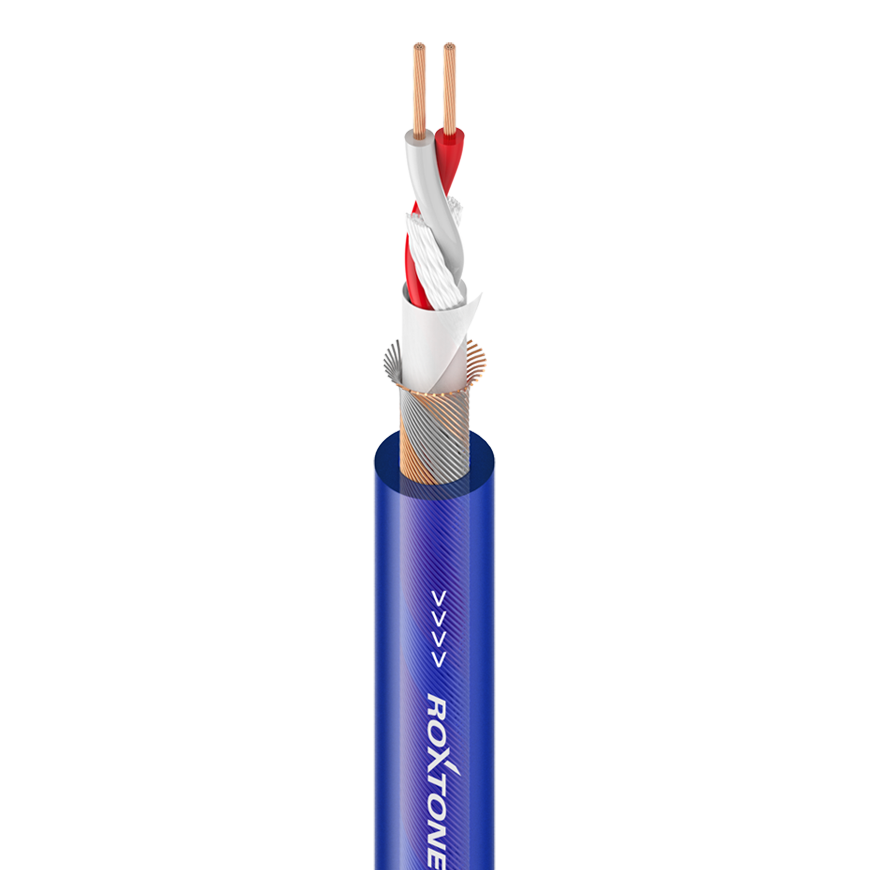 MC080 Cable de micrófono azul trasparentoso mate - 23AWG - 2 x 0,25 mm²