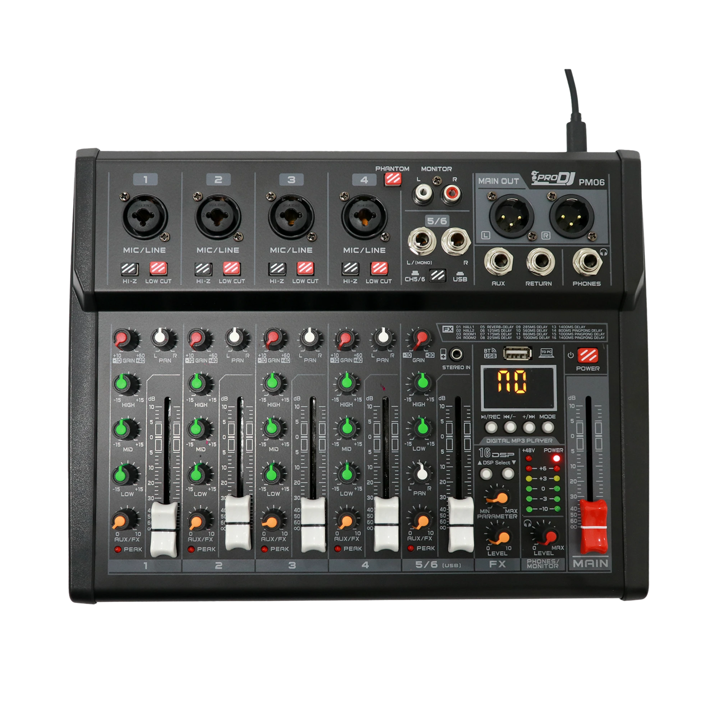 PM06 CONSOLA PRO DJ PASIVA 6 CANALES