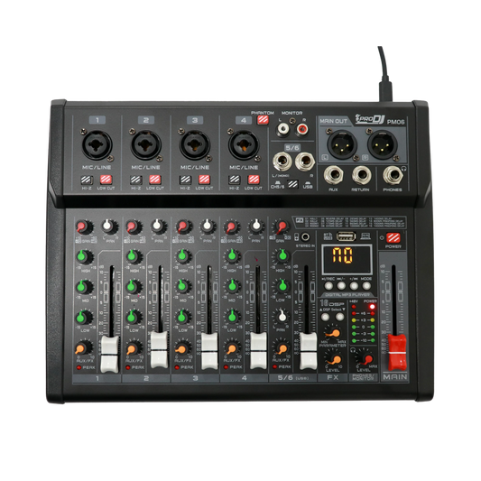 PM06 CONSOLA PRO DJ PASIVA 6 CANALES