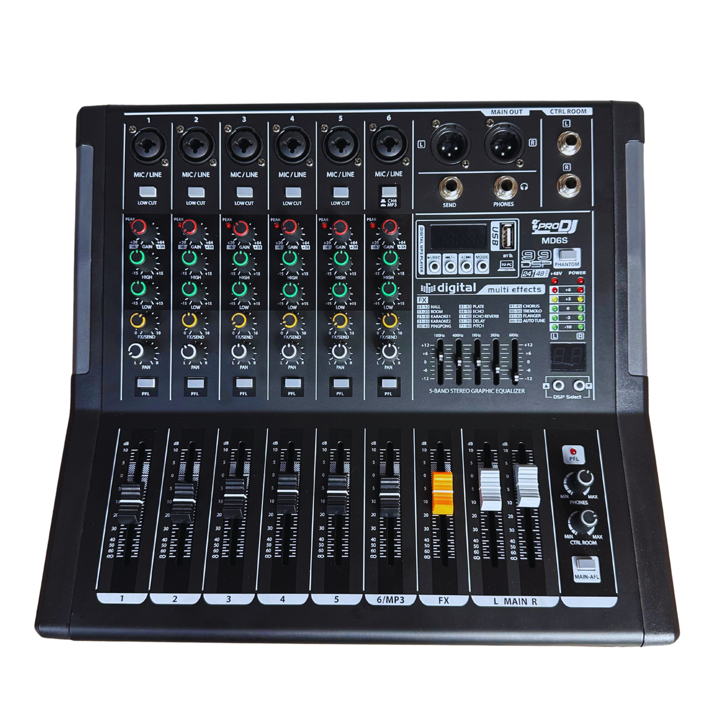 MD6S CONSOLA PRO DJ PASIVA 6 CANALES