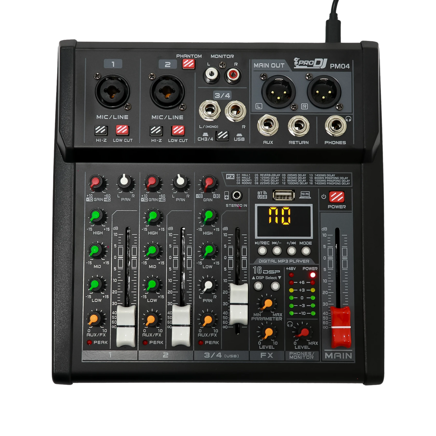 PM04 CONSOLA PRO DJ PASIVA 3 CANALES