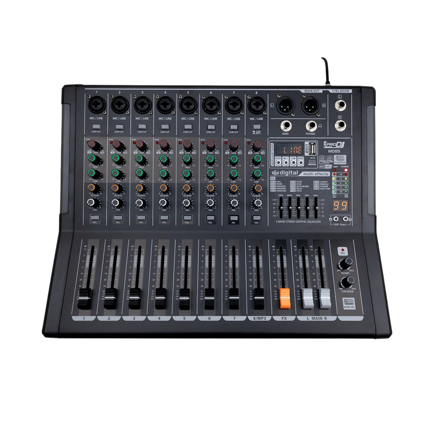 MD8S CONSOLA PRO DJ PASIVA 8 CANALES