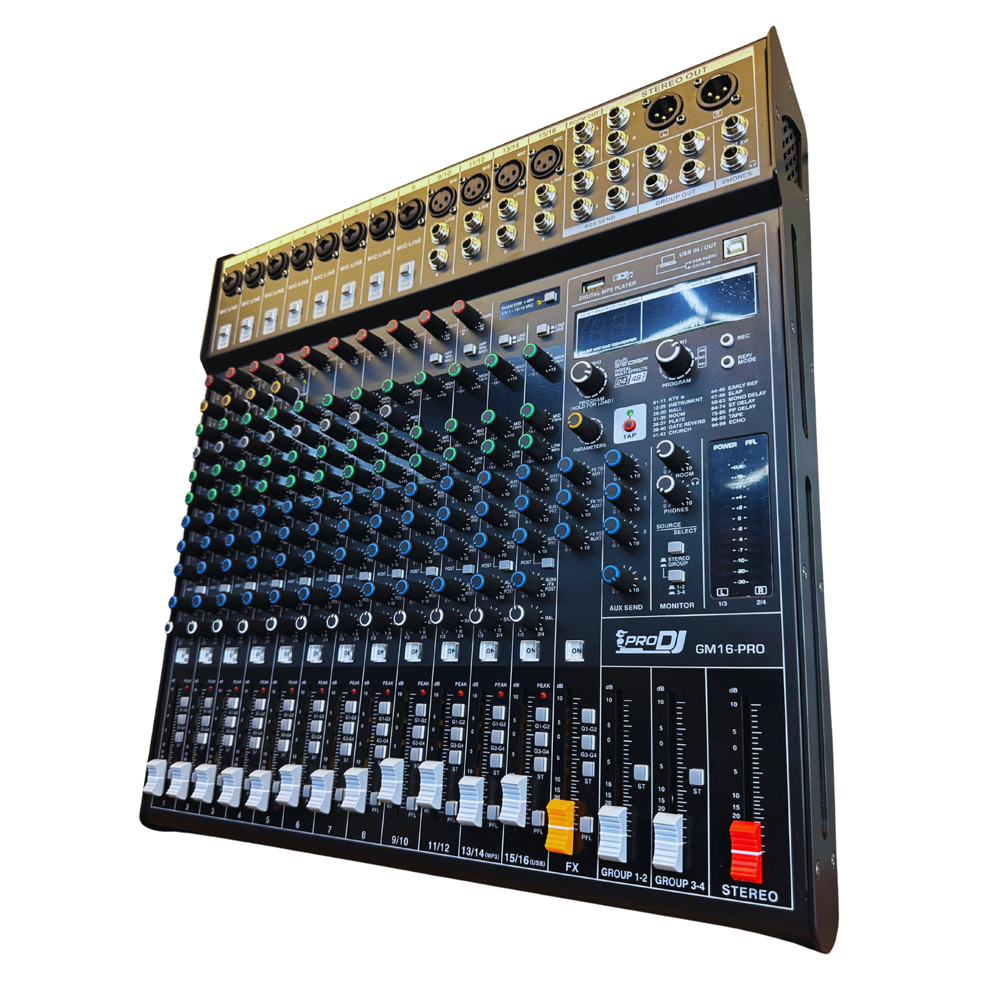 GM16-PRO CONSOLA PRO DJ PROFESIONAL DE 12 CANALES