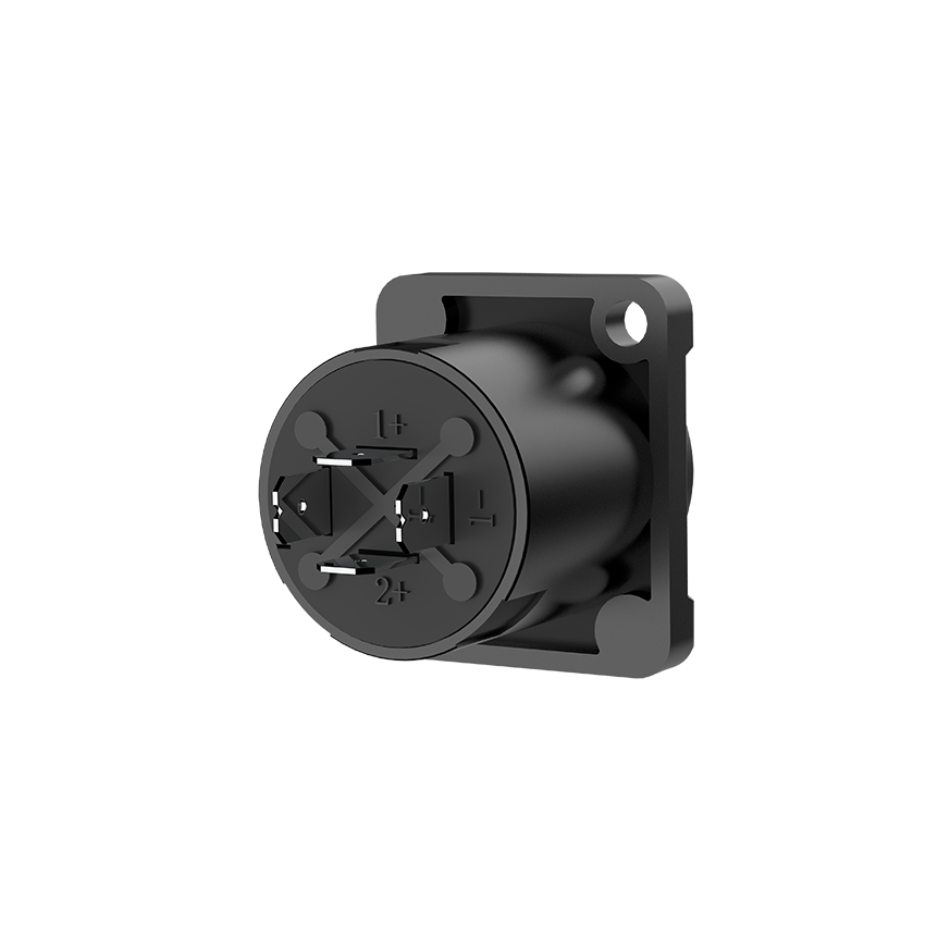RS4MD-T Conector Jack Speakon de chasis cuadrado plástico.
