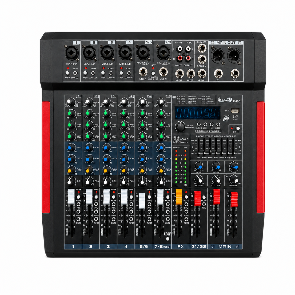 PH80 CONSOLA PRO DJ PASIVA 8 CANALES