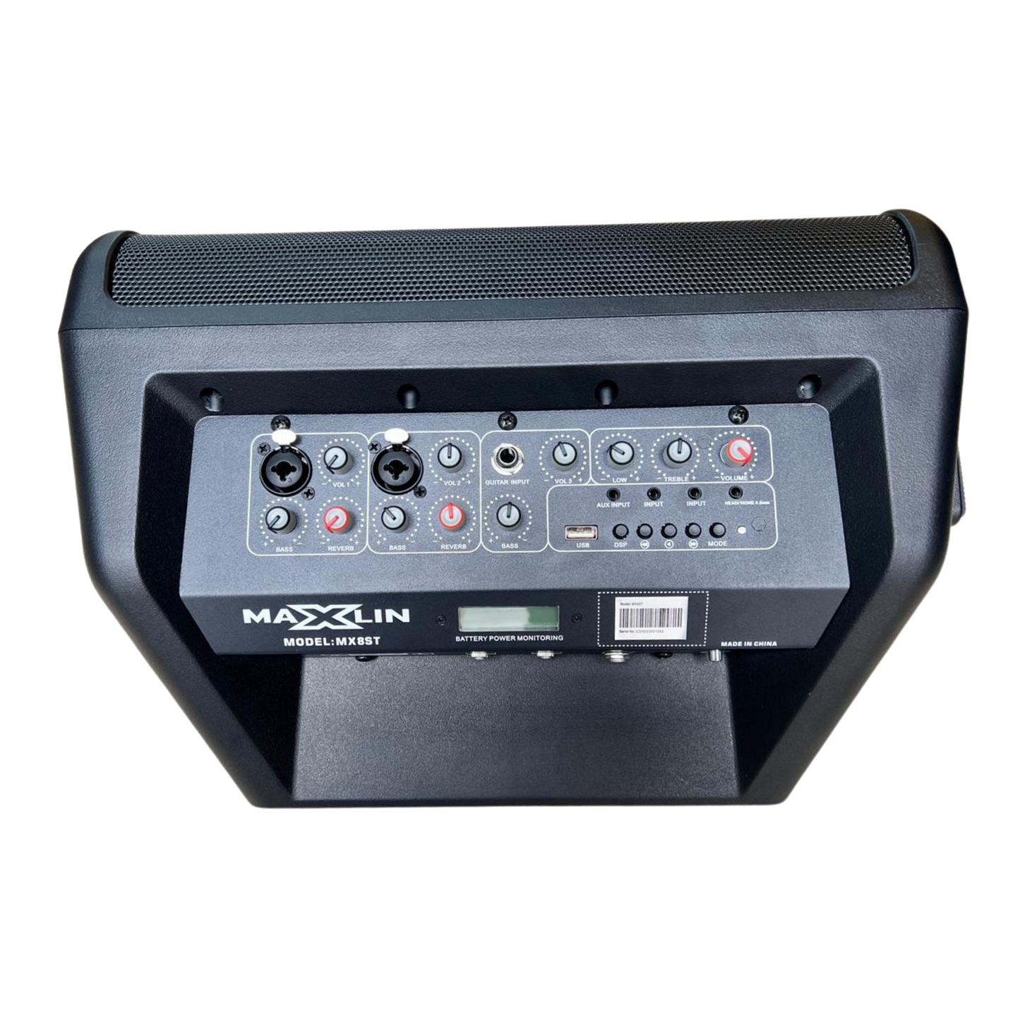 MX8ST PARLANTE MAXLIN RECARGABLE DE 8 PULGADAS CON MORRAL Y 2 MICROFONOS