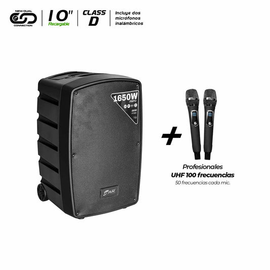 J5272 CABINA ACTIVA RECARGABLE 3 VIAS 10 PULGADAS CON 2 MICROFONOS