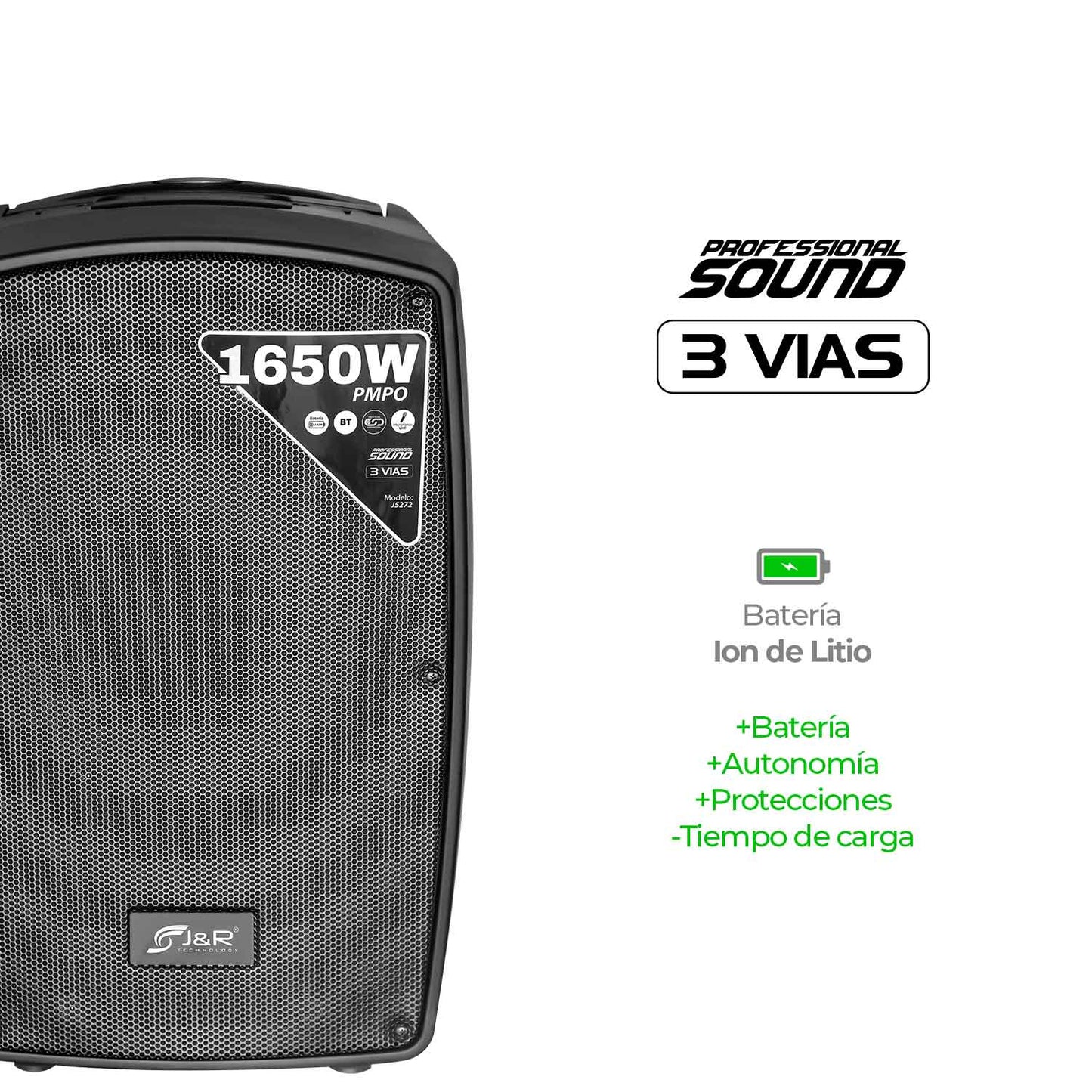 J5272 CABINA ACTIVA RECARGABLE 3 VIAS 10 PULGADAS CON 2 MICROFONOS
