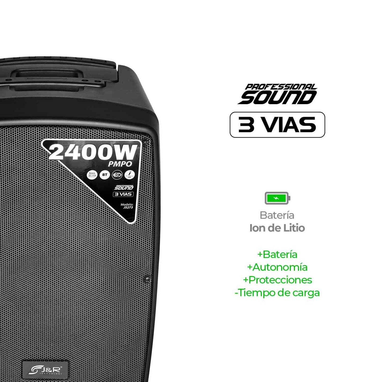 J5273  CABINA ACTIVA RECARGABLE 3 VIAS 12 PULGADAS CON 2 MICROFONOS