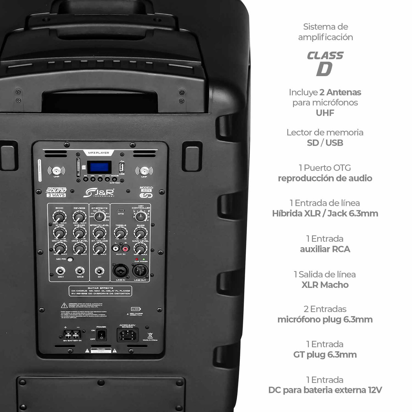 J5274 15″  CABINA ACTIVA RECARGABLE 3 VIAS