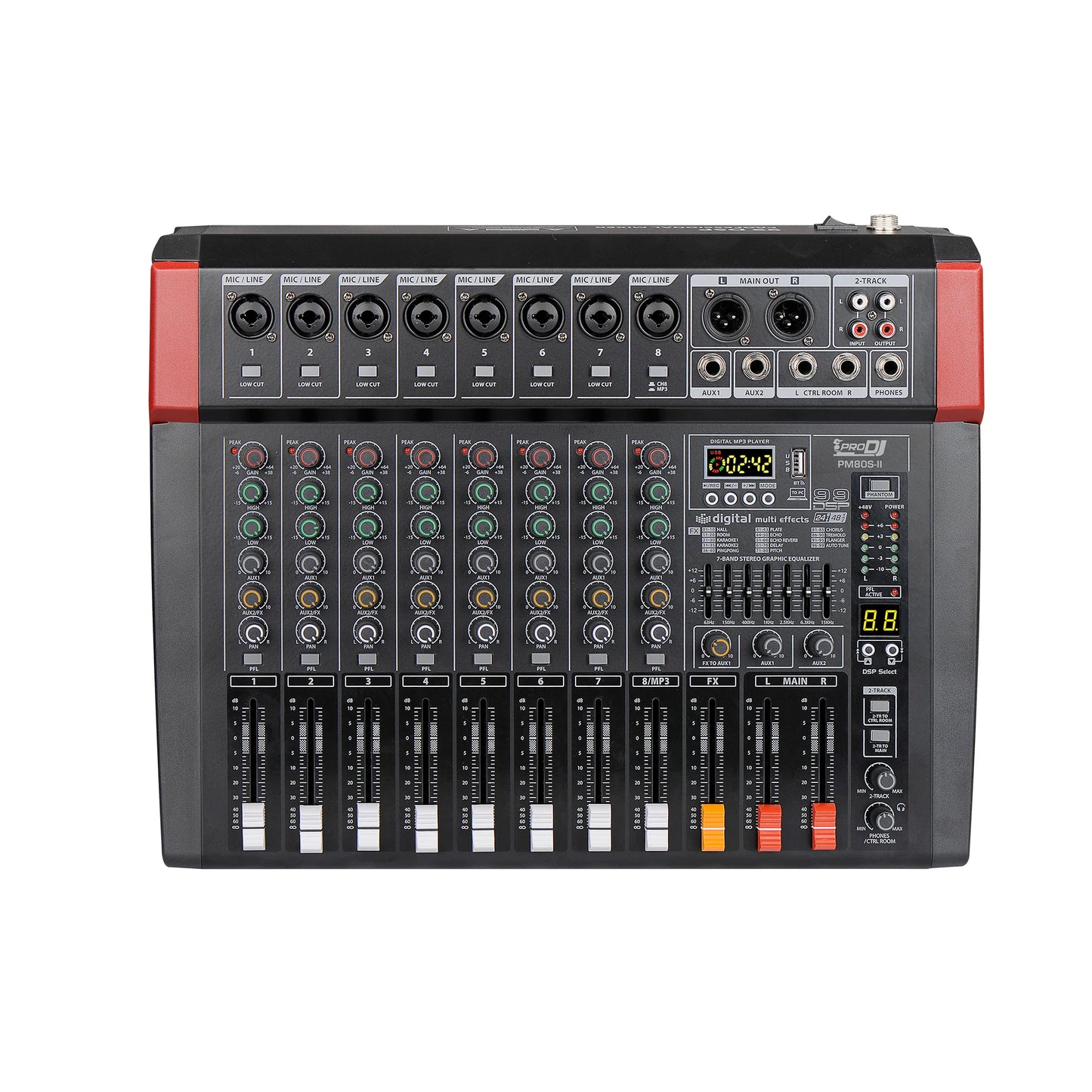 PM80S-II CONSOLA PASIVA PRO DJ DE 8 CANALES