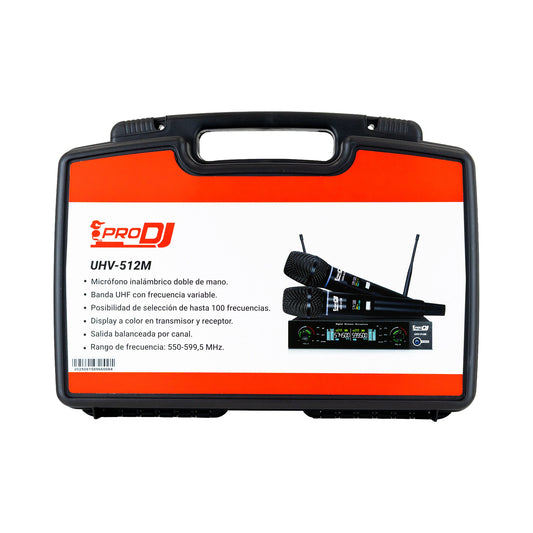 Micrófono Inalámbrico Doble UHV-512M PRO DJ | UHF 100 Frecuencias