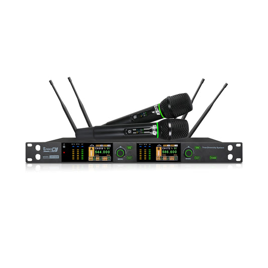Micrófono Inalámbrico Doble PRO DJ UHV-922M UHF True Diversity 150m