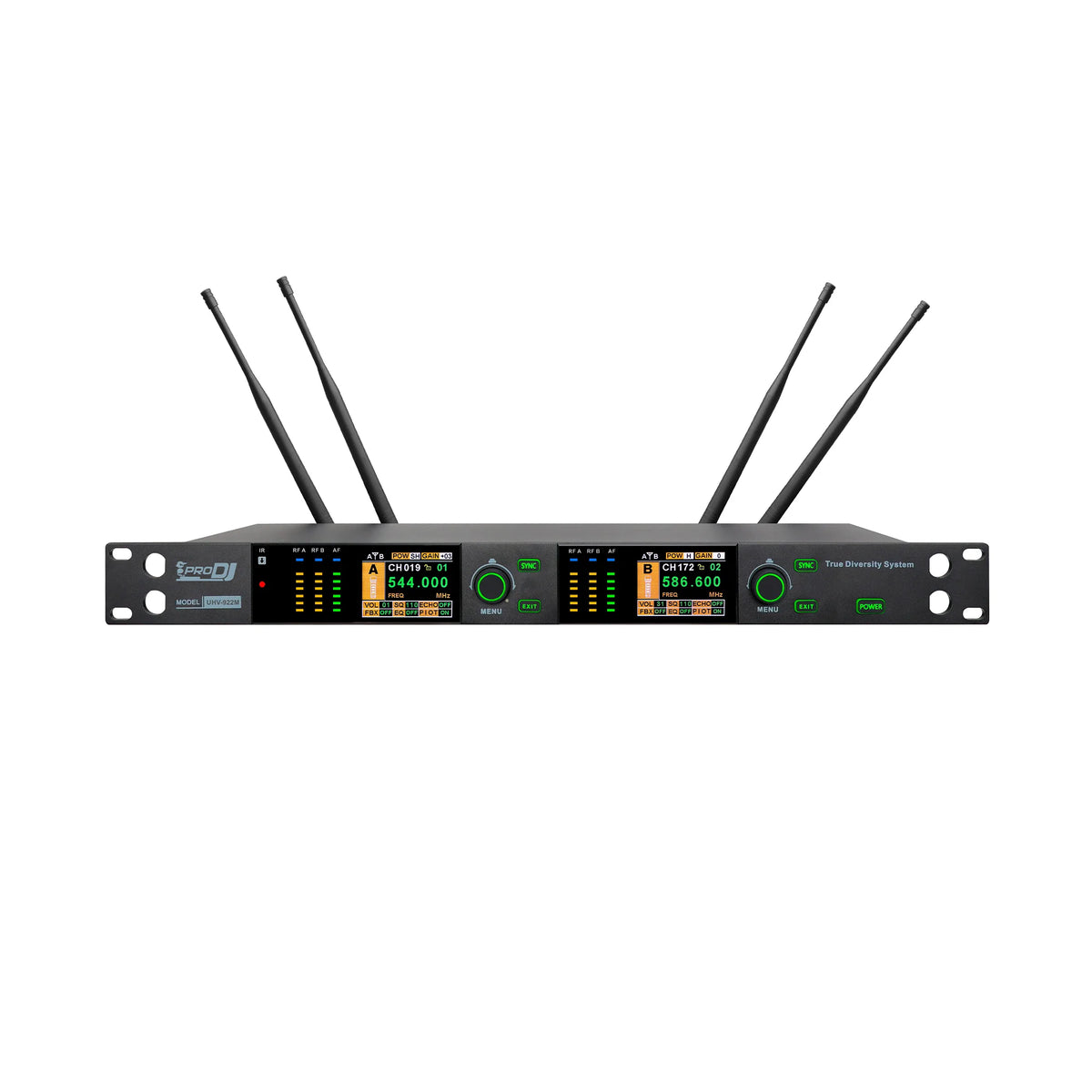 Micrófono Inalámbrico Doble PRO DJ UHV-922M UHF True Diversity 150m