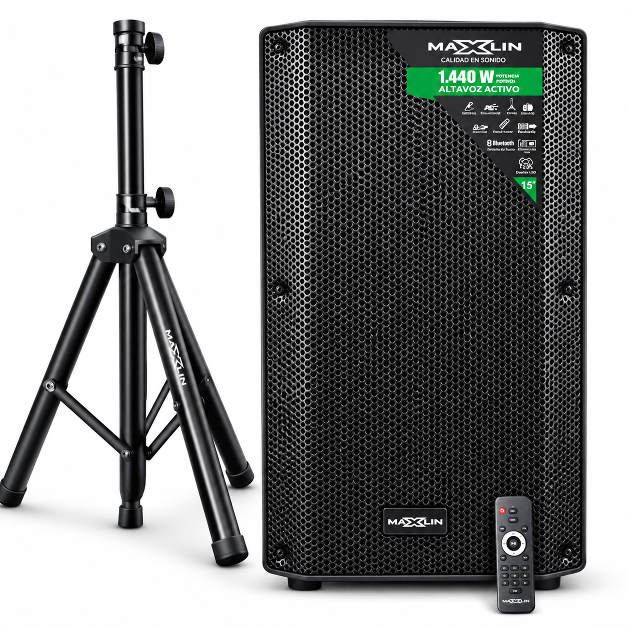 MX15Z COMBO MAXLIN CABINA DE 15 PULGADAS CON BASE Y MICROFONO