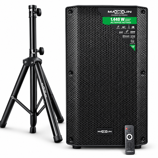MX15Z COMBO MAXLIN CABINA DE 15 PULGADAS CON BASE Y MICROFONO