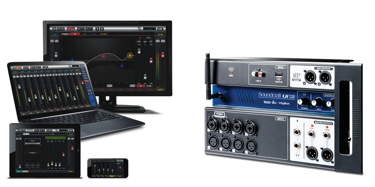 Mezclador digital de 12 canales con control inalámbrico Ui12