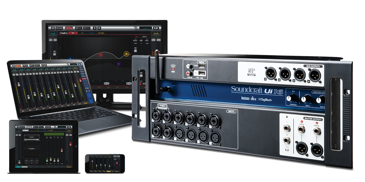 Mezclador Digital de 16 Canales Con Control Inalámbrico Ui16